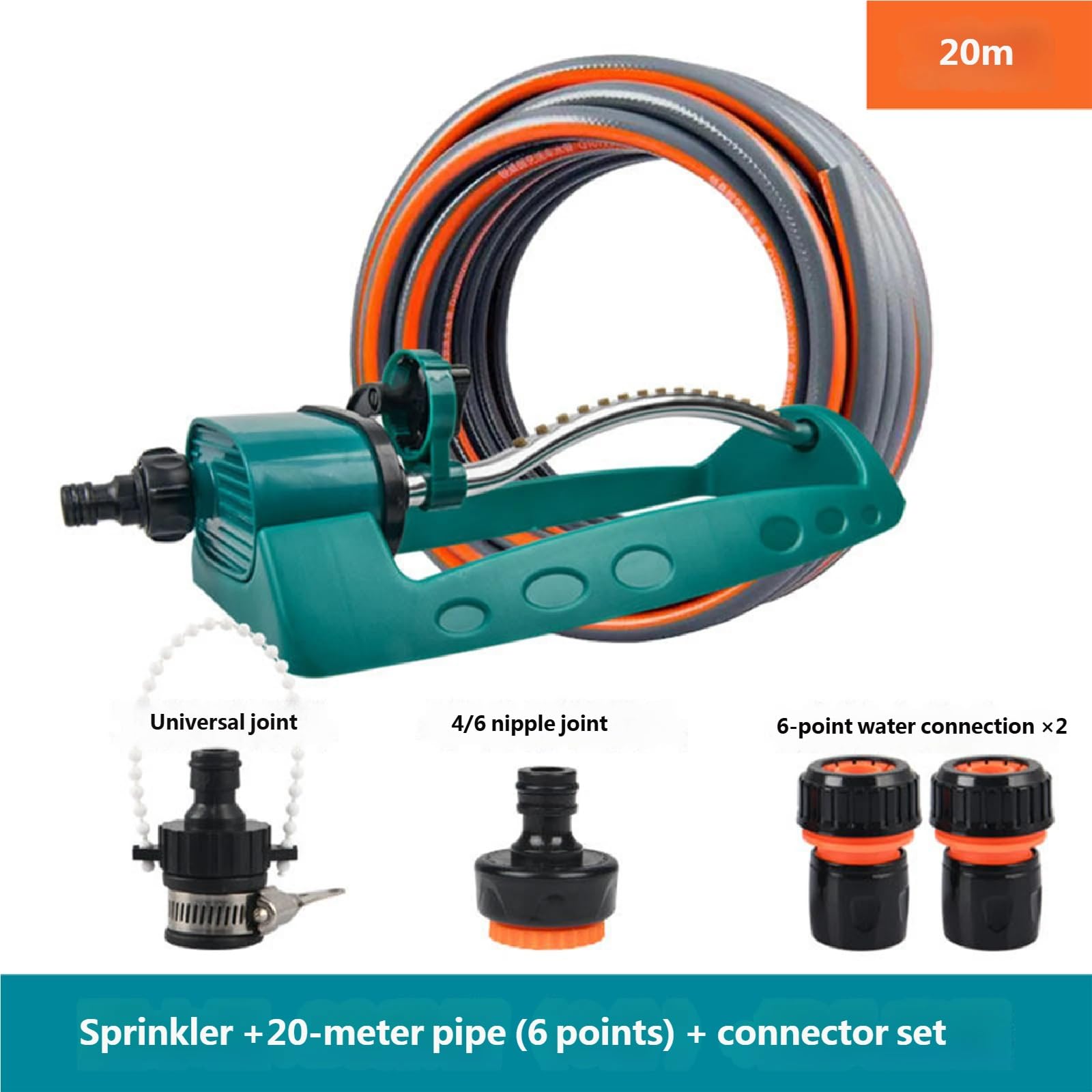 Irrigatore Oscillante Rotante Auto 360°, Irrigazione per Prato, Giardino, Cortile e Orto(20m)
