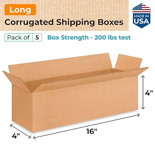Miniatura 2 de IDL Packaging Cajas de envío corrugado largas de 16 pulgadas de largo x 4 pulgadas de ancho x 4 pulgadas de alto (paquete de 5)  Excelente elección
