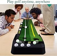 Vista 2 de Alfombrilla de golf para interiores, golf verde para exteriores de 10 pies, tapete de práctica portátil para entrenamiento de golf con sistema