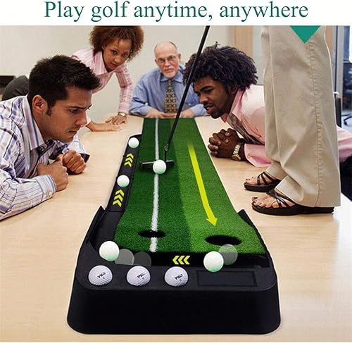 Miniatura 2 de Alfombrilla de golf para interiores, golf verde para exteriores de 10 pies, tapete de práctica portátil para entrenamiento de golf con sistema de