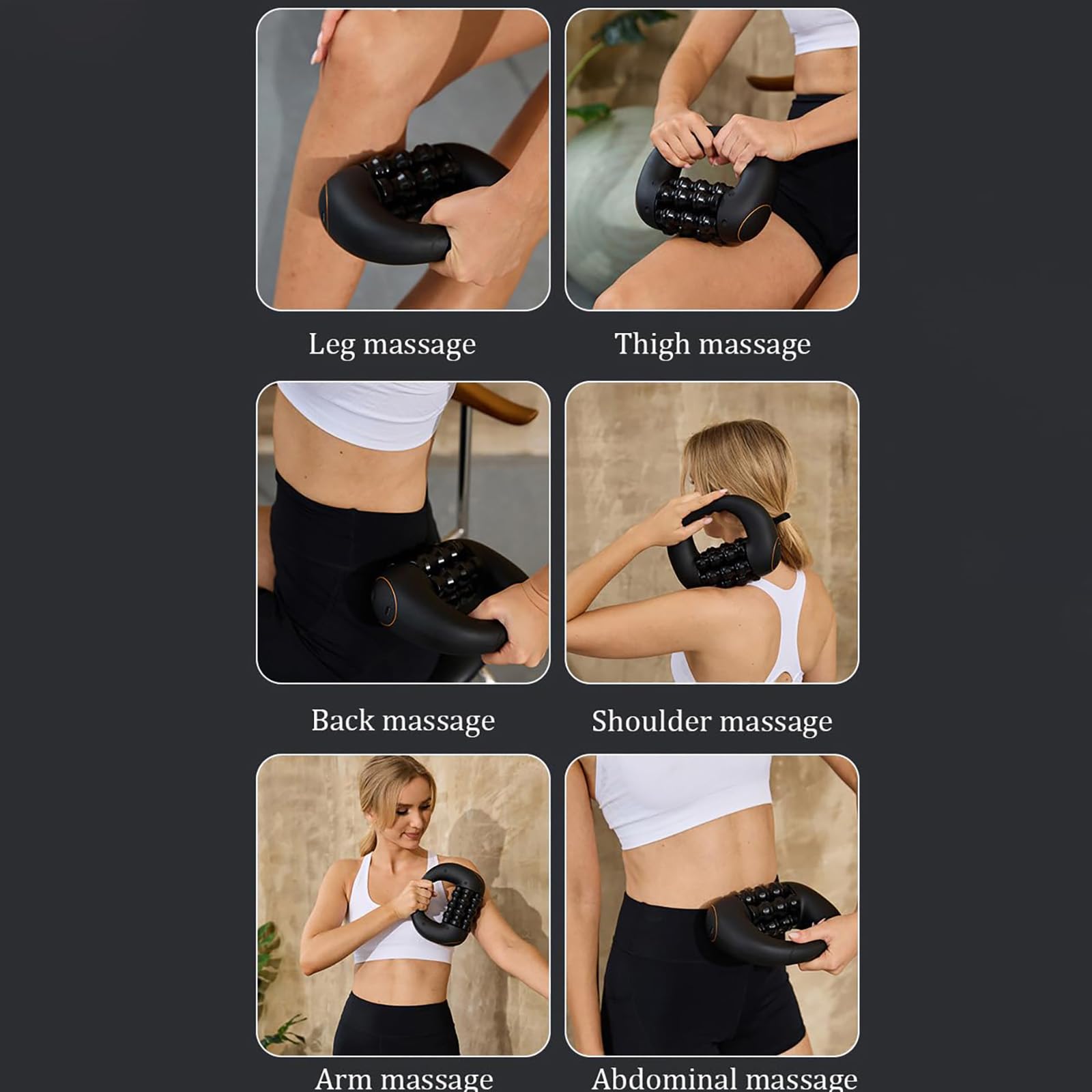 Electric Massage Roller with 6 Bio‑Simulation Heads & 21 Touch Points, 3 Speeds, Handheld Deep Tissue Muscle Relief for Legs, Back, Shoulders, Body Muscle Relaxation