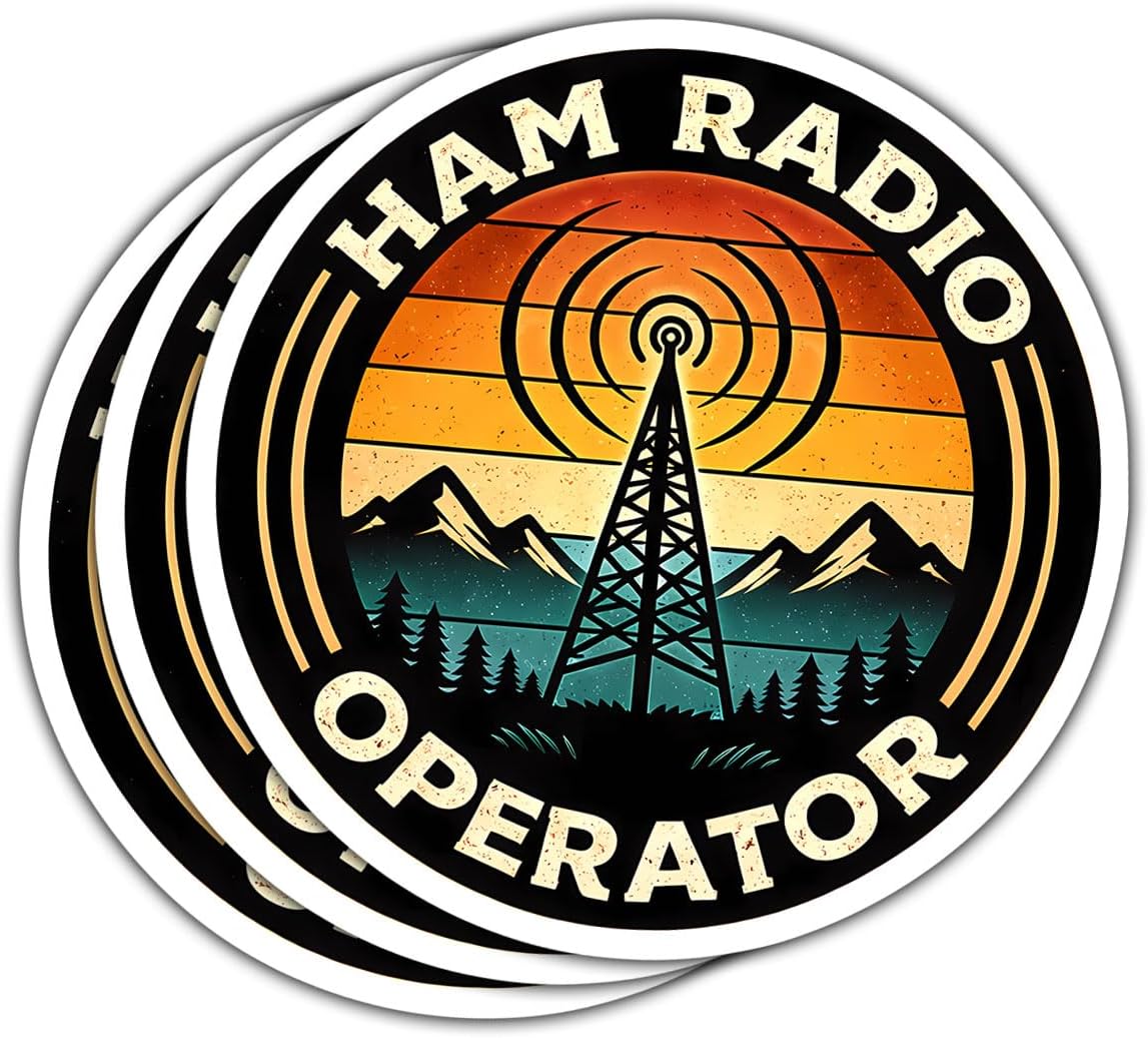 (3pcs) Ham Radio Operator Funny Stickers Vintage Retro Vinyl Waterproof Sticker Pack for Amateur Radio Hobby Lovers Laptop Water Bottle Car Phone Helmet (3 inch)