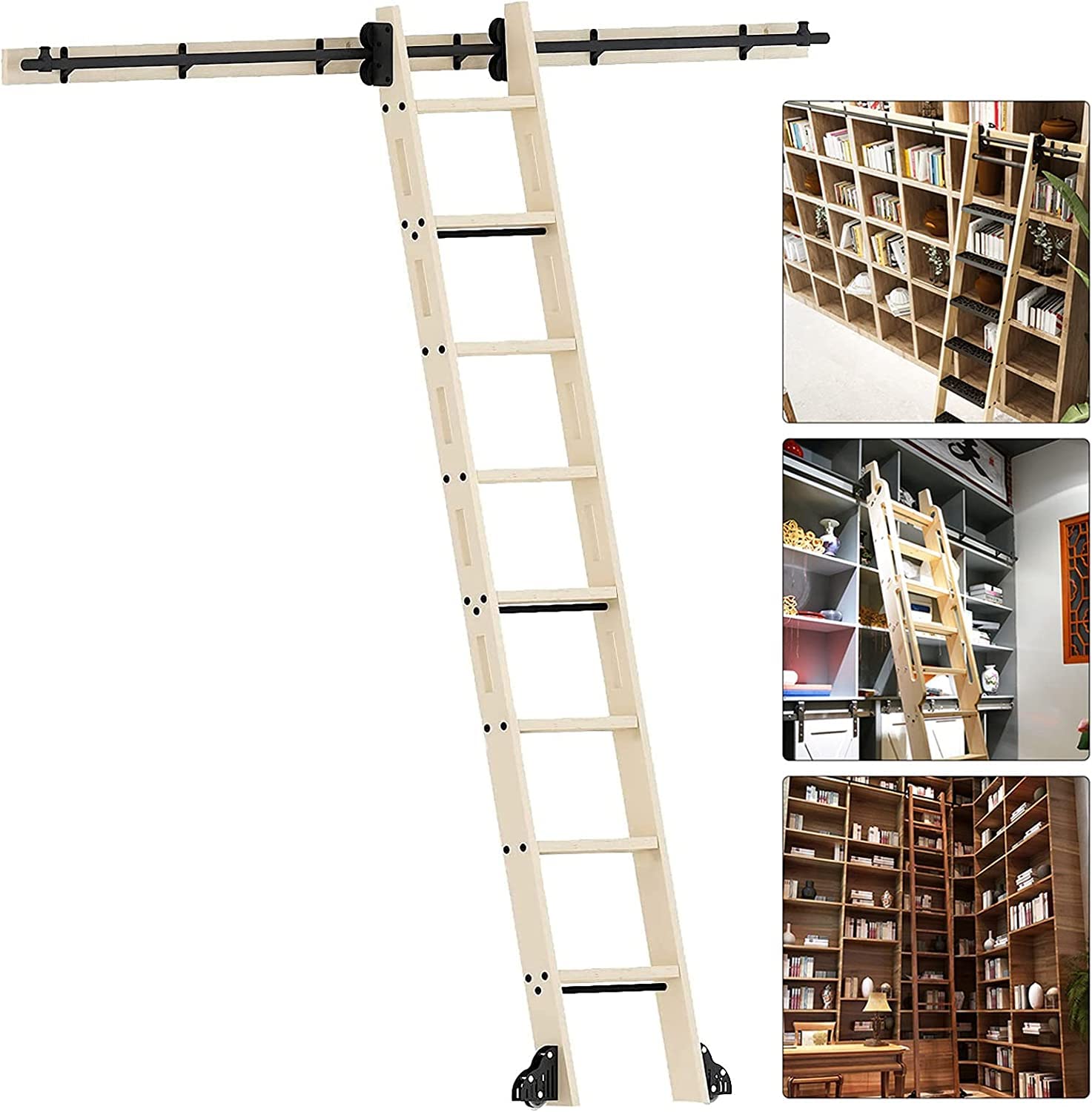 Rails pour bibliothèque coulissante pour aménager un rangement mural de salon ou loft moderne