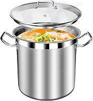 Vista 9 de Olla Grande para Sopa con Tapa - Ollas de Acero Inoxidable de 40 Cuartos, Ollas de Cocina, Olla con Tapa, Ollas Grandes para Cocinar, Resistente