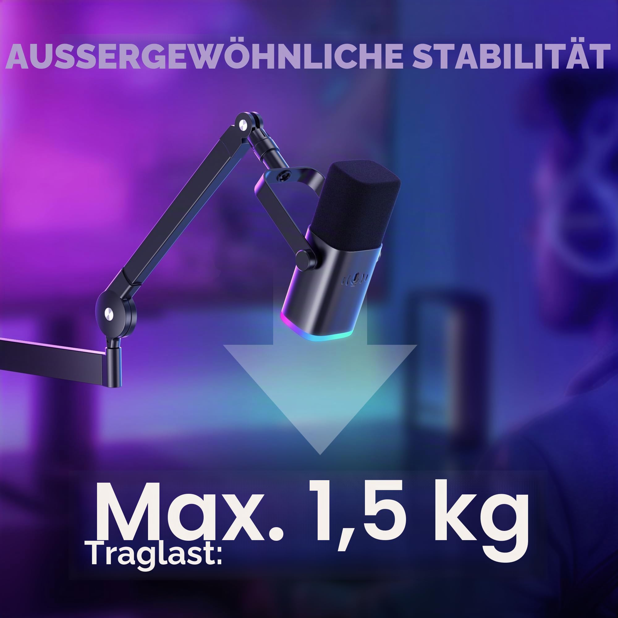 InnoGear Niedriger Profil-Mikrofonarm, 360° Drehbarer Mikrofonständer für Fifine AM8 K669B Blue Yeti HyperX QuadCast SoloCast AT2020, Mit Mikrofon-Clip 3/8 Zoll auf 5/8 Zoll