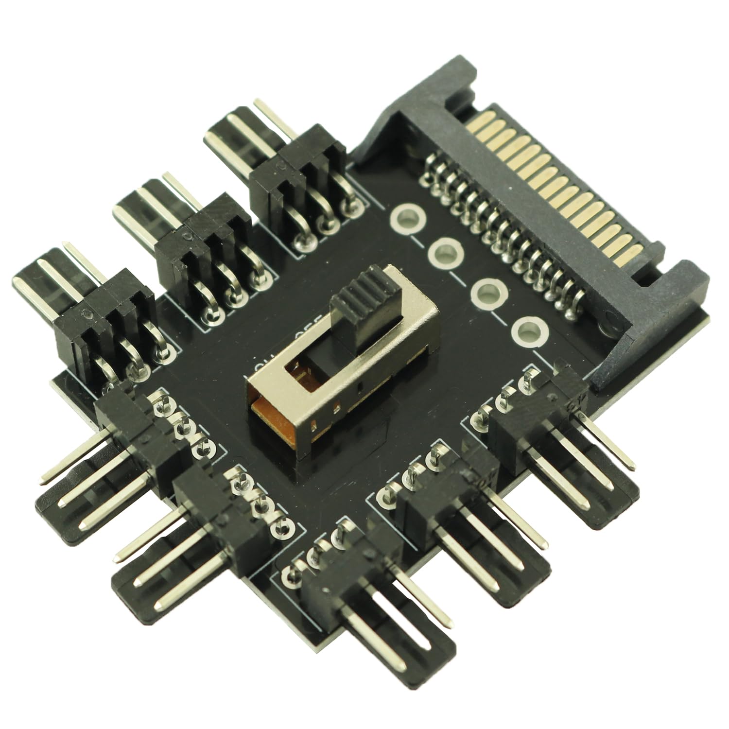 YTgilo SATA 1 to 8 Way 12V3PIN Cooling Fan Shunt Controller Hub Computer Case Fan Hub Fan Speed Controller for PC Desktop Motherboards