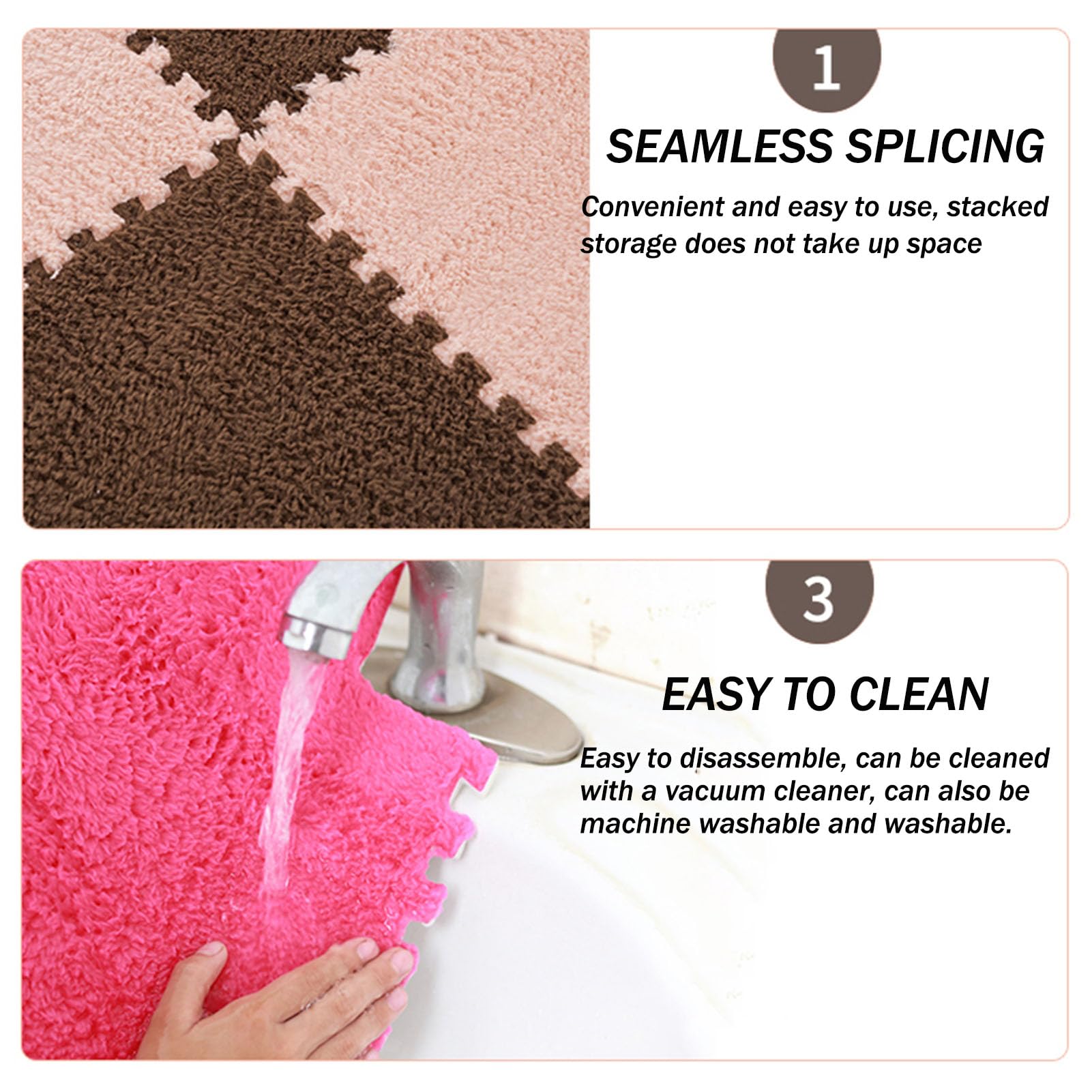 Splice Interlocking Carpet 20 Pezzi Quadrati Tappetino in Schiuma di Peluche, Tappeto Antiscivolo ad Incastro, Arredamento per la casa, Tappeto in Schiuma Antiscivolo,Gray+Light Blue