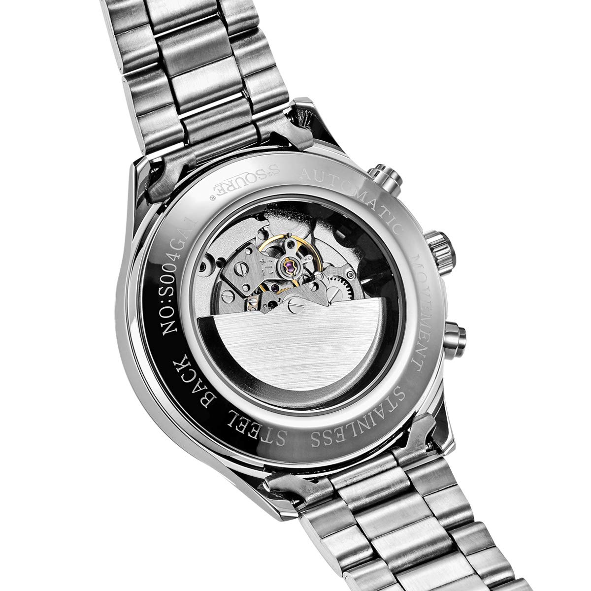 Alienwork S2Squre Orologio Automatico Uomo Donna Calendario Cinturino in Metallo