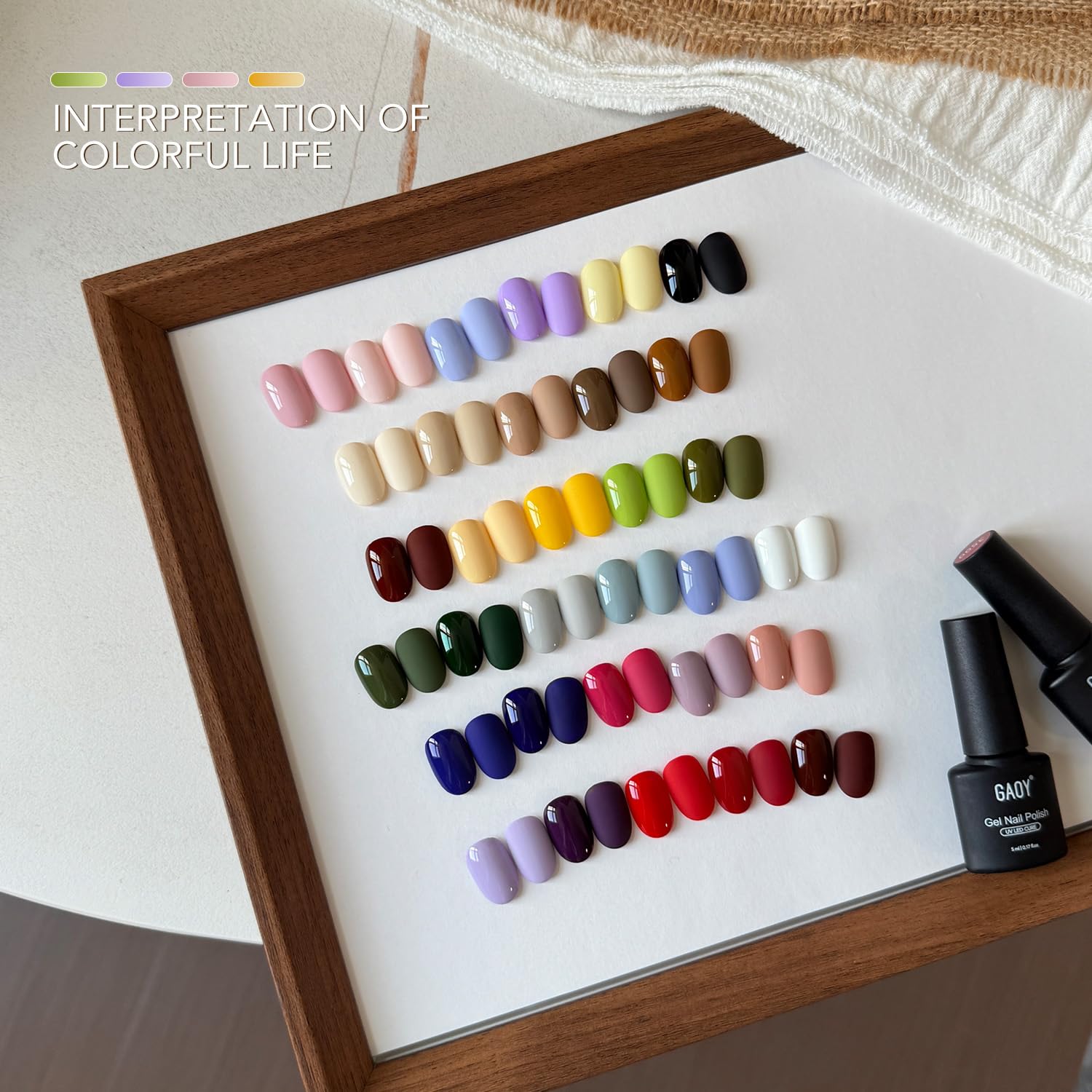 GAOY 36 Pcs Gel Nail Polish Set, 32 Colors All Season Gel Polish Kit Red Pink Purple Green Blue with 4 Pcs Soak off Base Glossy Matte Top Coat & Builder for Nail Art DIY Manicure at Home