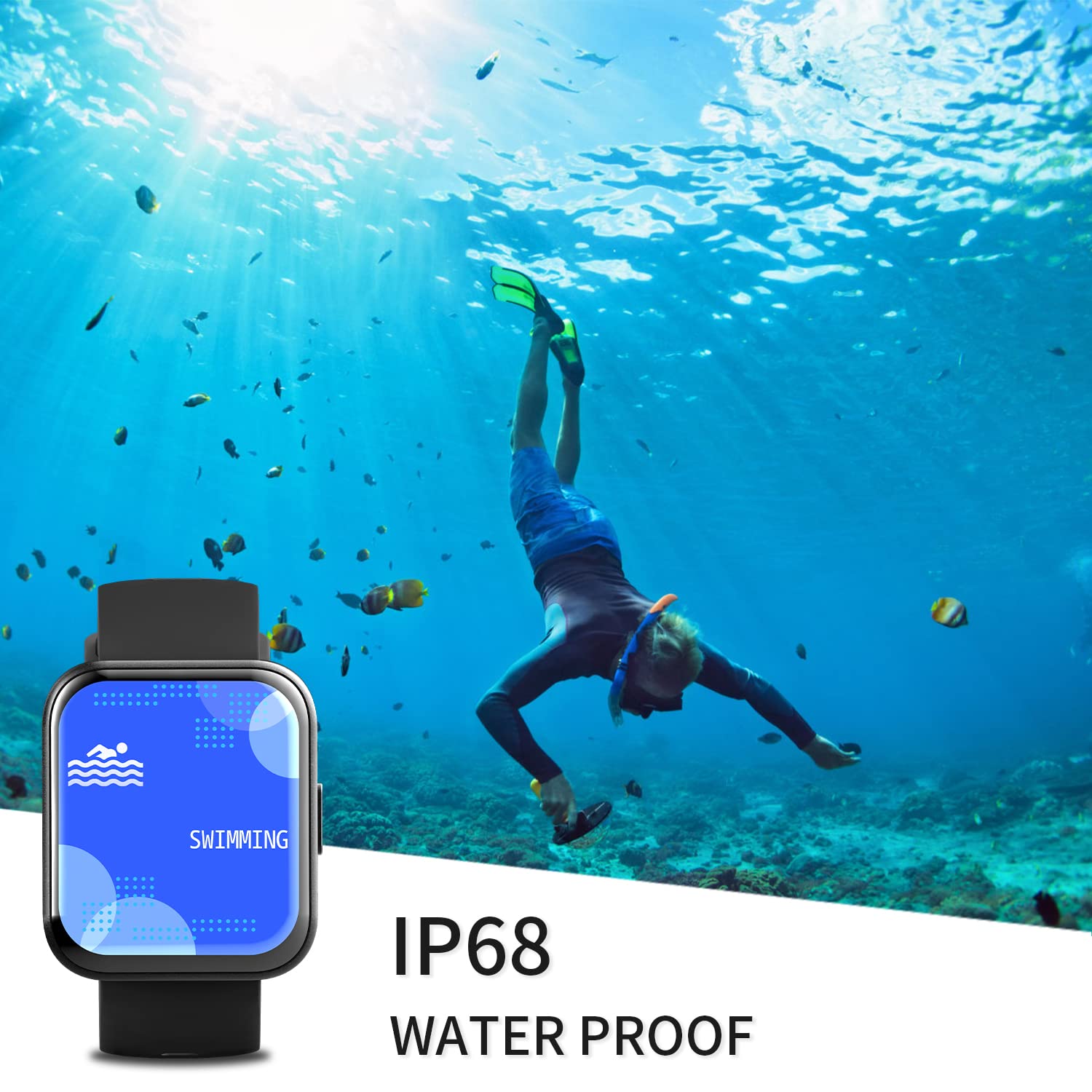 Smartwatch Uomo Donna, 1.71'' HD Orologio Fitness, 20+ Sportive Activity Fitness Tracker,Contacalorie/Passi/Distanza , IP68 Impermeabile/Sonno/SpO2/Cardiofrequenzimetro/Messaggi per Android iOS