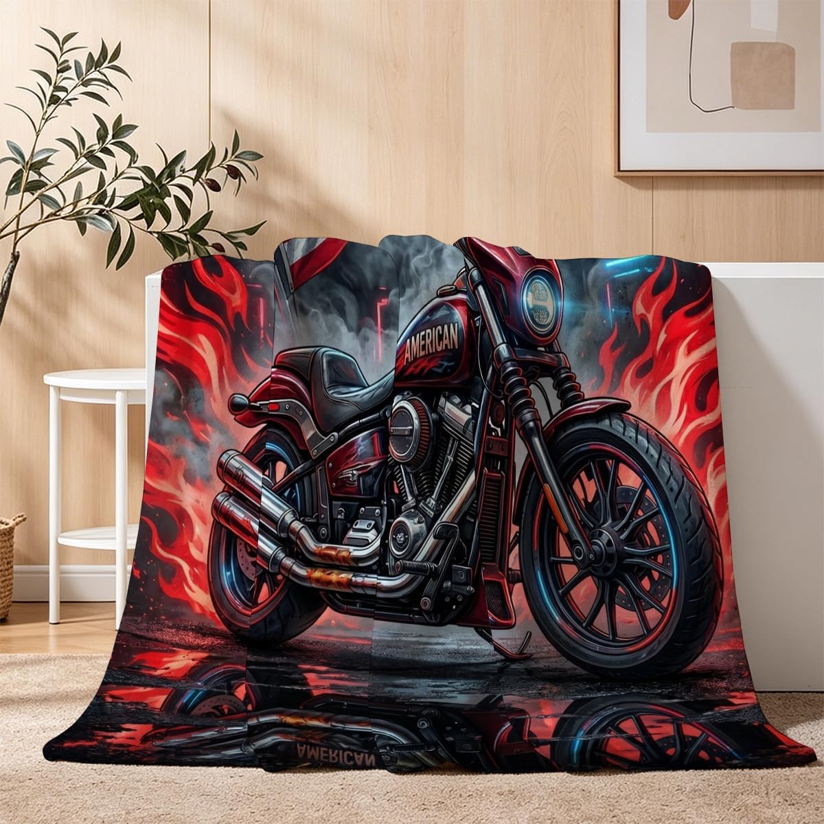 Patriotic Eagle Motorcycle Blanket Soft Throw Blanket 50" x 60" image 2