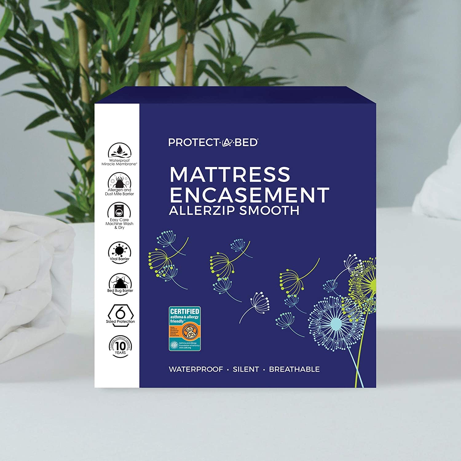 Protect-A-Bed AllerZip Smooth Encasement, King (30,5-45,7 cm H), bianco