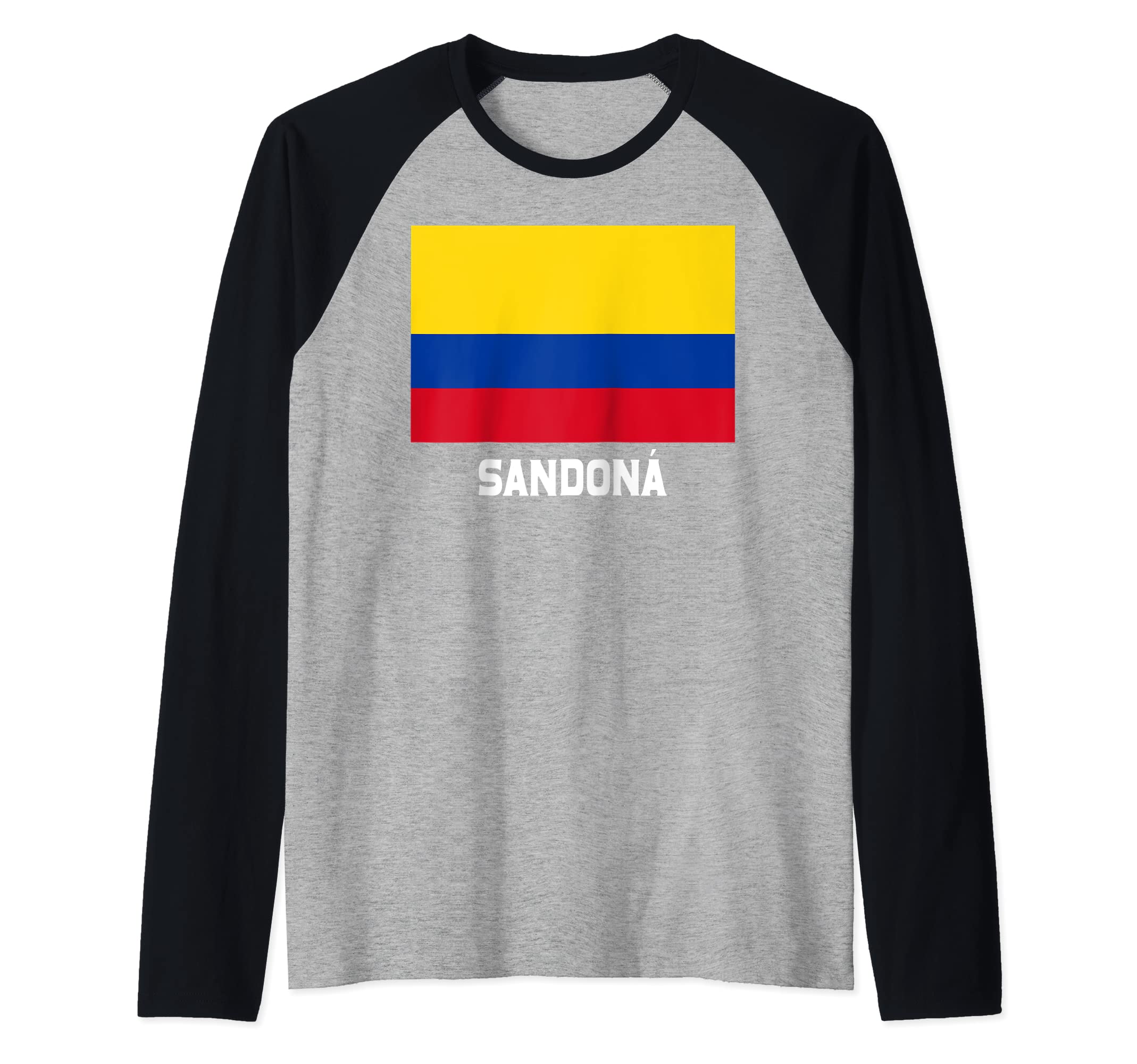 Sandona Colombia Flag Emblem Escudo Bandera Crest Raglan Baseball Tee