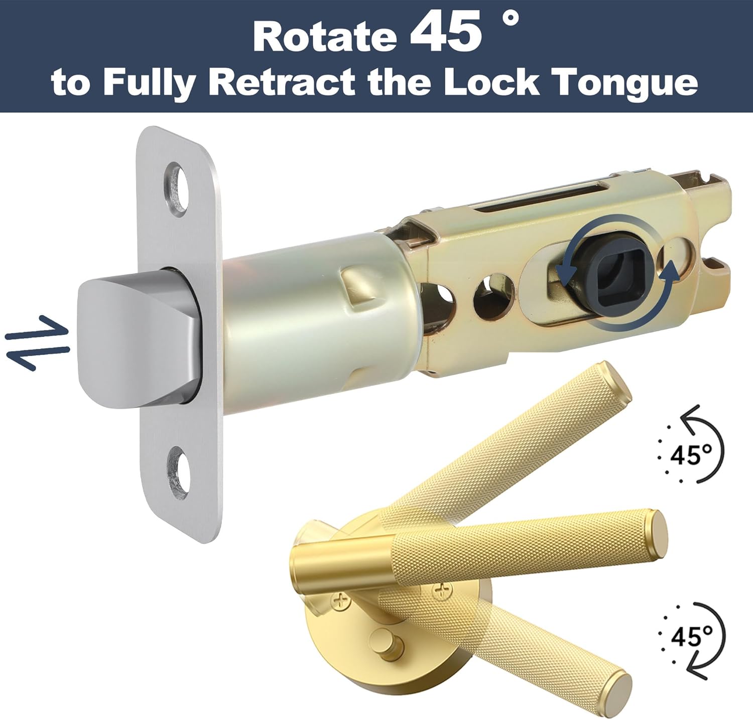 1 Pack Door Lock Parts, Brushed Nickel Door Latch Replacement, Silver Door Lock Replacement Parts