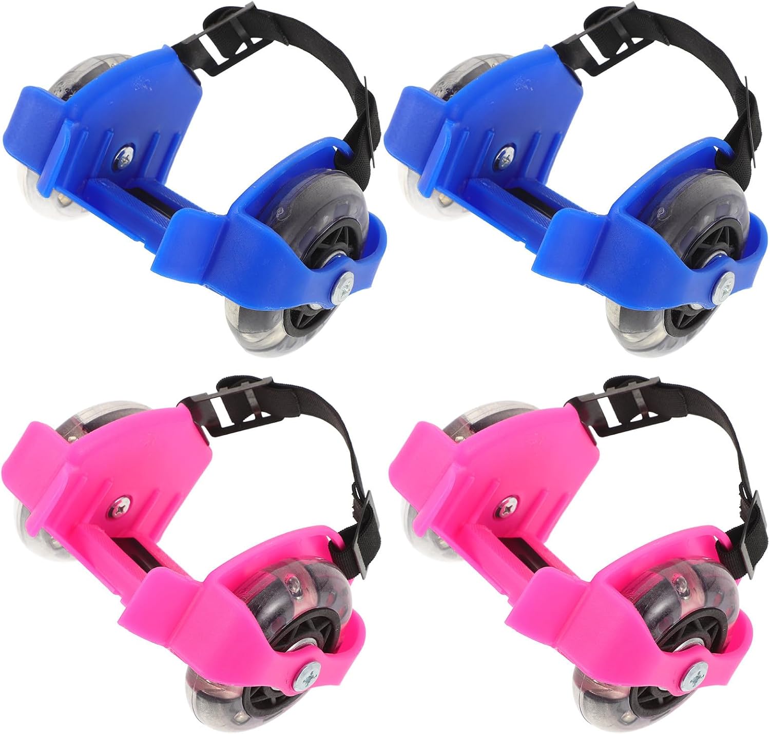 2 Pairs Adjustable Roller Skates with Light-up Wheels Protective Beginner Skating Shoes for Outdoor Use Blue PVC Glowing Sport Skates for Boys