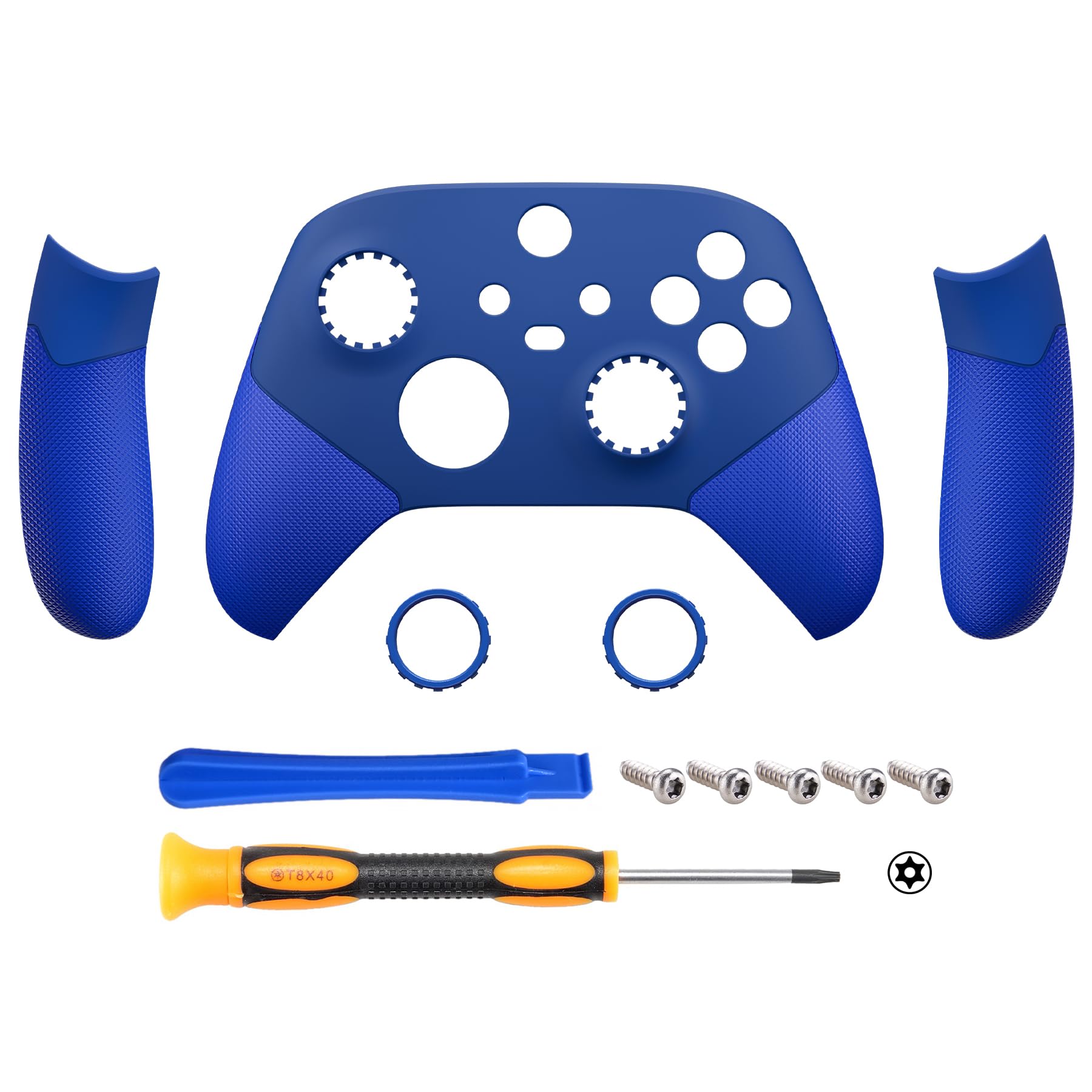 eXtremeRate ASR Case & Griffteile Hülle für Xbox Series X/S, DIY-Ersatz Front Hülle Gummiert Grips Gehäuse Skin Faceplate Zubehör für Xbox Core Controller Model 1914(Azurblau)-KEIN Controller