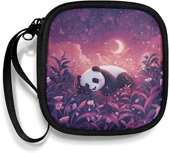 Panda Cute Animal Portable Headphone Carrying Bag Cell Phone Accessories Storage Bag with Handle for Earphone,Flash Drive,Charging Cable, Key Wall Charger