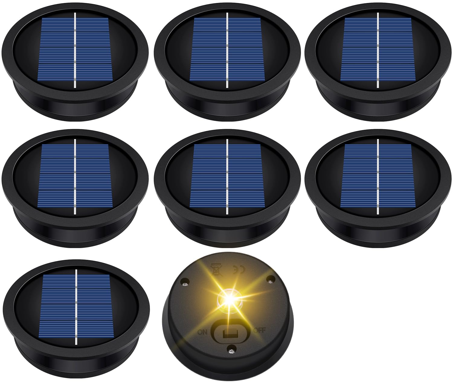 Ersatz-Solarleuchten (obere Größe 8,1 cm, untere Größe 7,4 cm), 7 Lumen, warmweiße LED, wasserdichte Solarleuchte, Ersatz-Set für Outdoor-Laternen zum Aufhängen, 8 Stück
