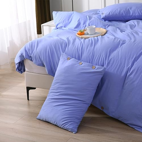 Miniatura 3 de APSMILE Juego de funda de edredón de sombra azul tamaño Queen, 3 piezas con 1 funda de edredón de 90 x 90 pulgadas y 2 fundas de almohada (sin