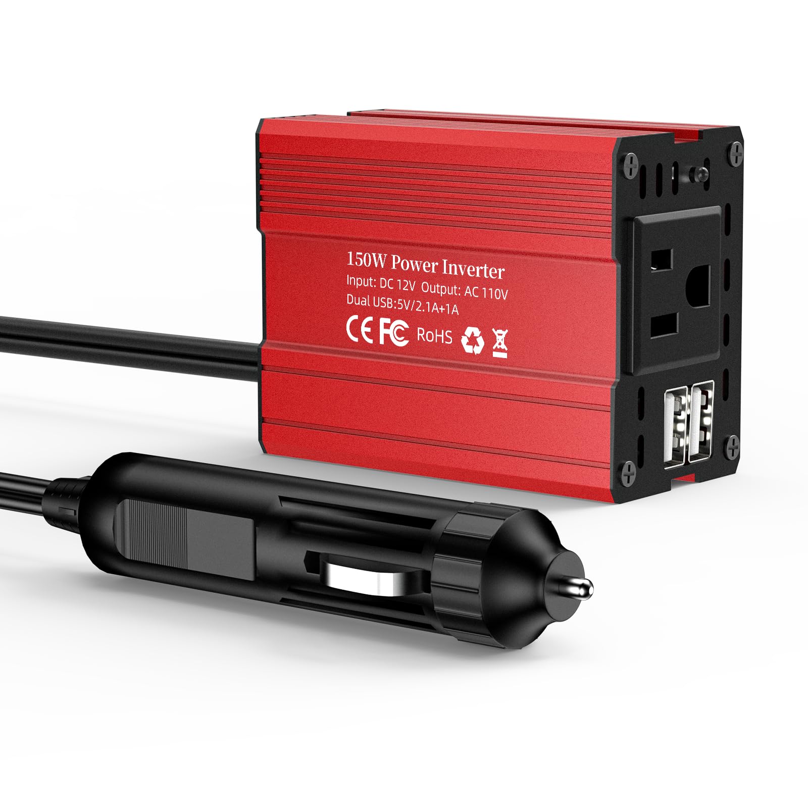TAGEEBLU 150W インバーター 12v 100v, シガーソケット コンセントUSB急速充電(18W) 3.1Aデュアル, 車 コンセント,カーインバーター, ノートパソコン用車載充電器