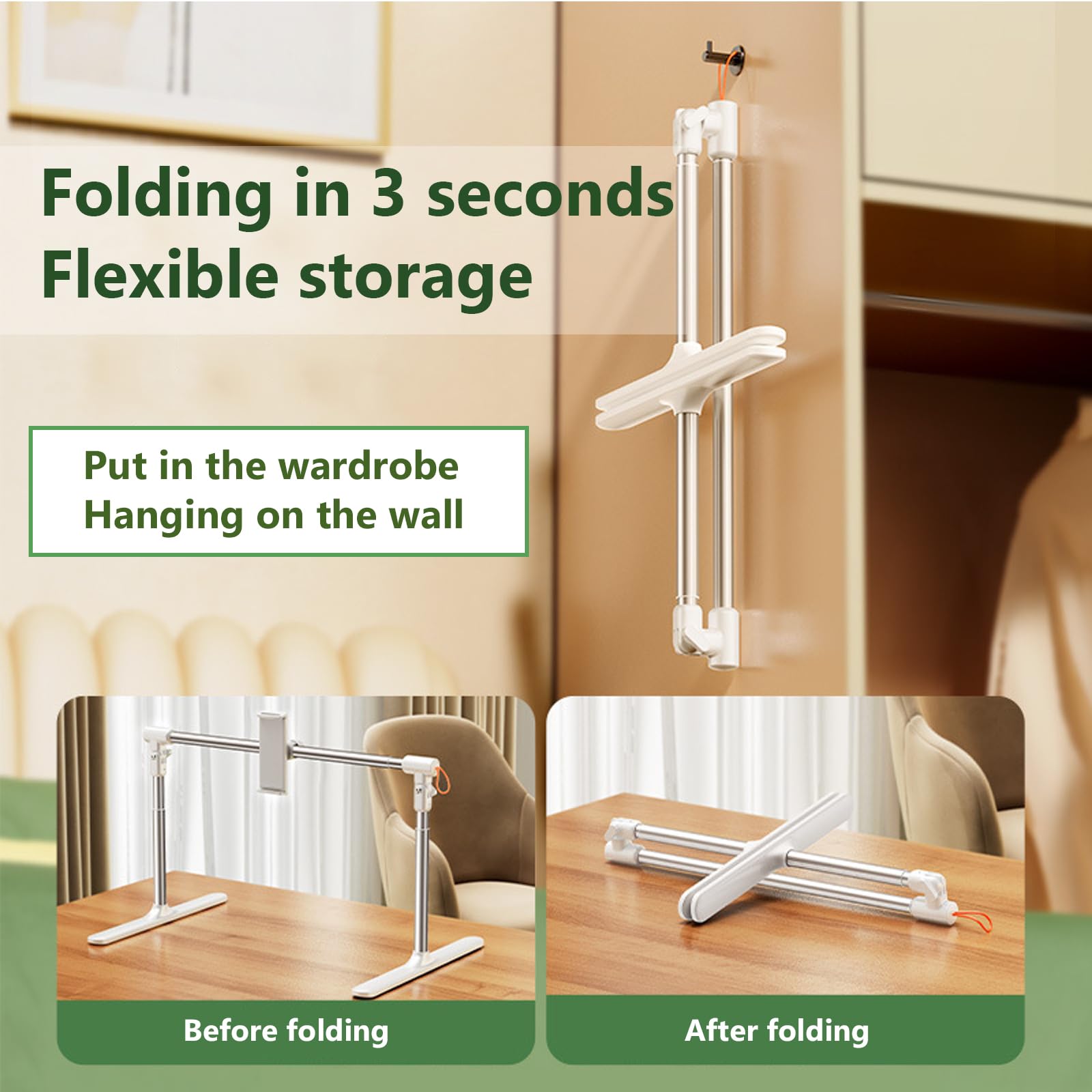 Supporto per telefono da letto e scrivania, design a doppia testa, per tablet e telefoni cellulari, ideale per guardare film, videochiamate e leggere