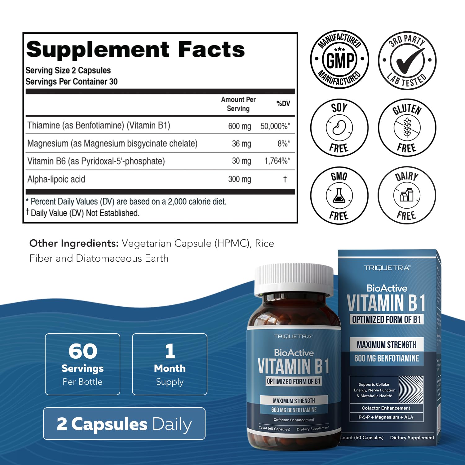 Vitamin B1 600mg Capsules - Benfotiamine Fat-Soluble Form, Maximum Strength — Amazon image 8