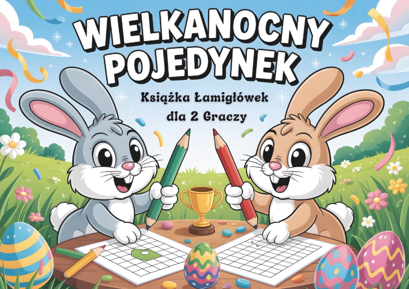 Wielkanocny Pojedynek - Książka Łamigłówek dla 2 Graczy: Dla dzieci w wieku od 7 do 10 lat – 33 pojedynki z sudoku, krzyżówkami i labiryntami