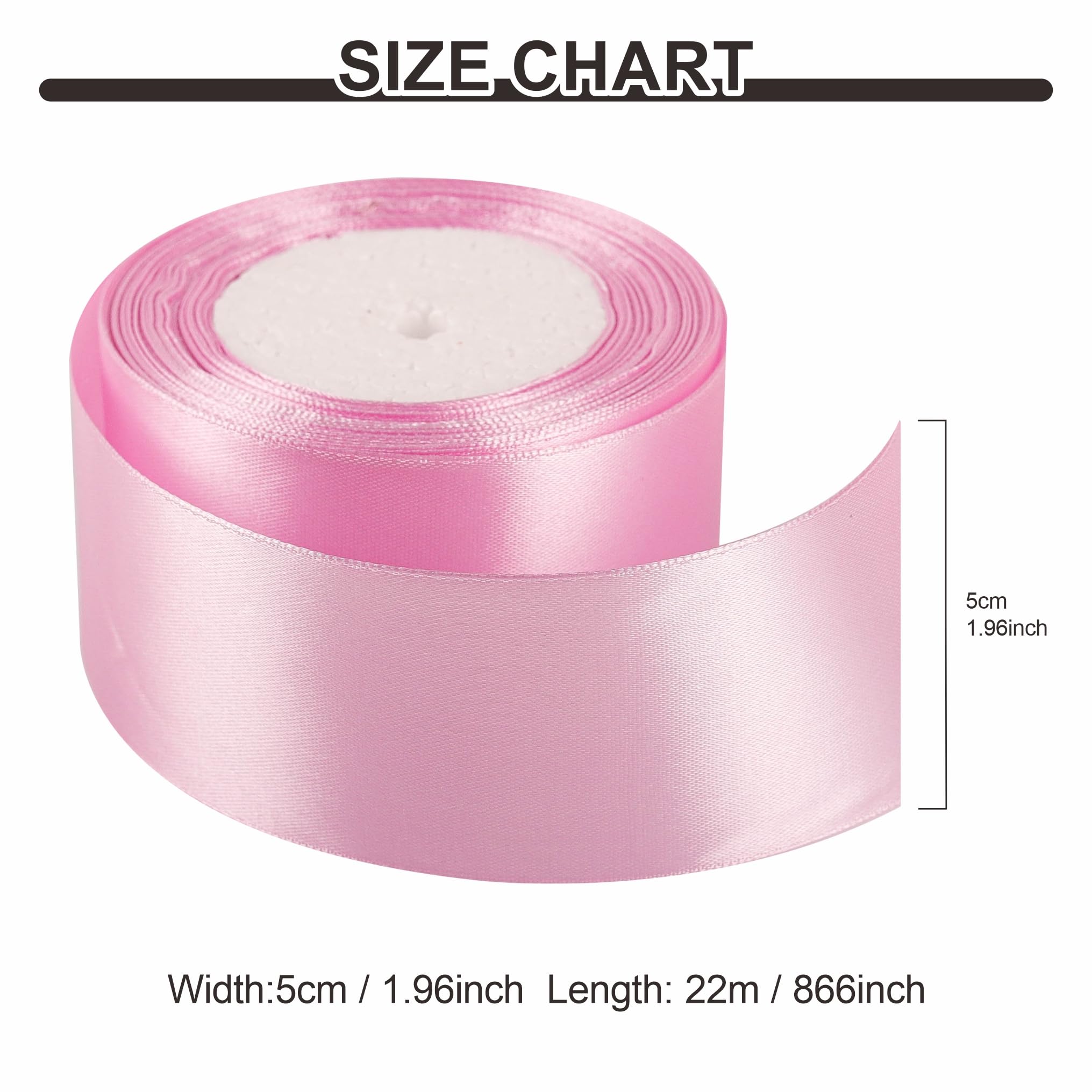 50mm Purple Pink Ribbon for Gift Wrapping 25M,Purple Pink Satin Ribbon Fabric 50mm Thick Ribbon for Crafting Hair Bow Christmas Polyester Ribbon Cake Wedding Party Balloon Car Ribbon Decoration - Image 3