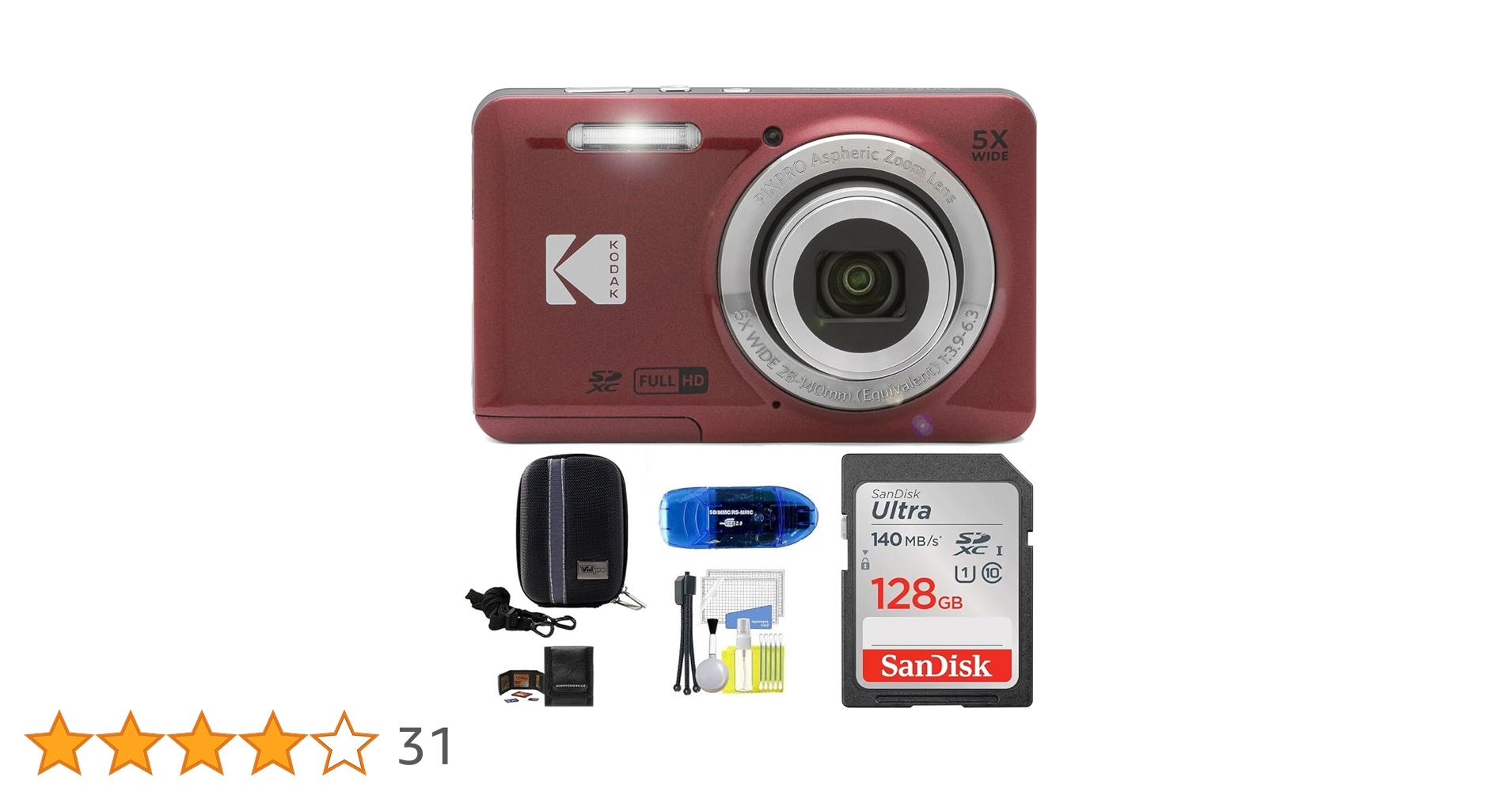 Amazon | KODAK Pixpro FZ55 デジタルカメラバンドル:SanDisk 128GB Amazon | KODAK Pixpro FZ55 デジタルカメラバンドル:SanDisk 128GB