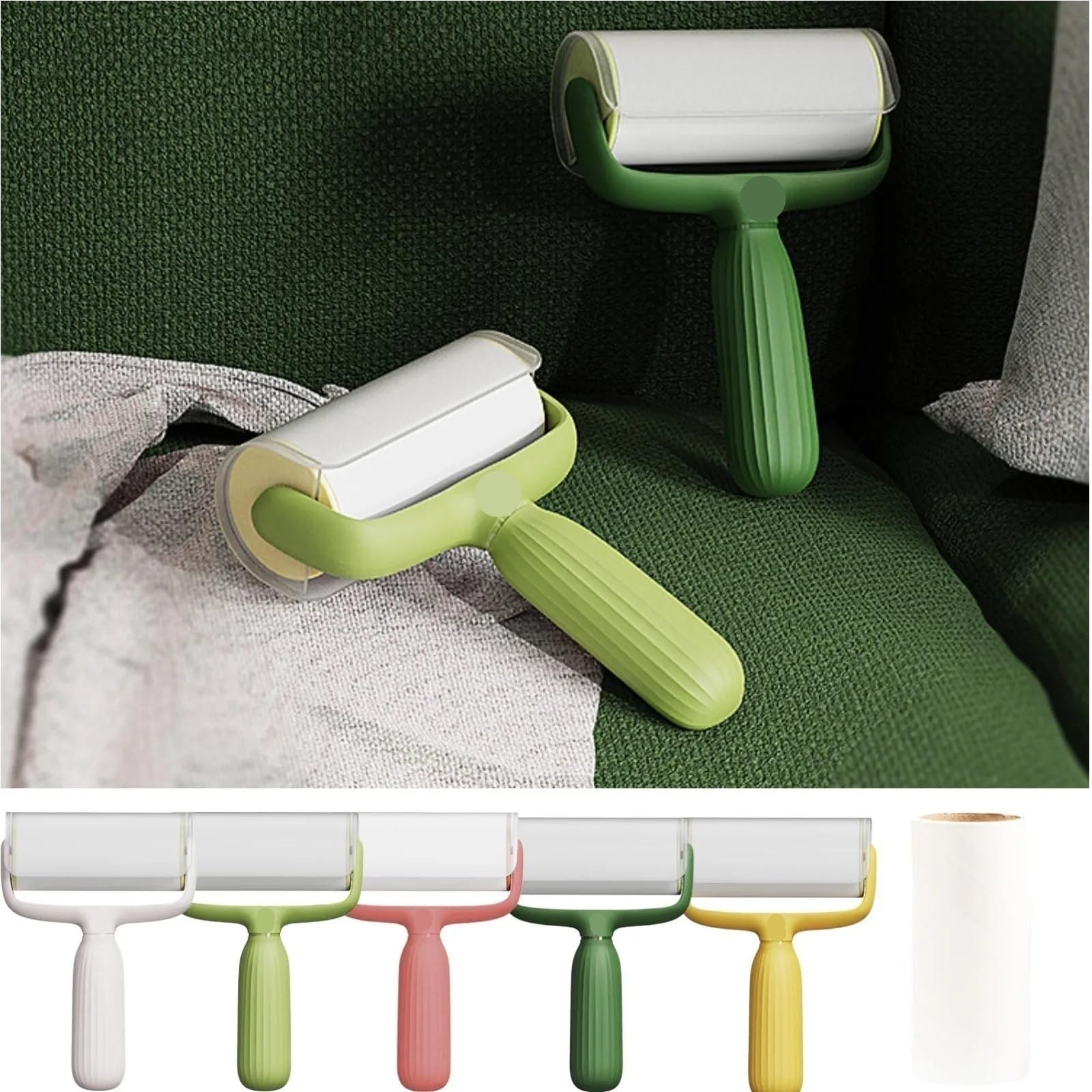 10 Rollen Zerreißbarer Fusselroller, Klebrige Rolle, Papier, Staubwischer, Tierhaare, Kleidung, Teppich, Tousle-Entferner, Austauschbare Reinigungsbürste, Zubehör(Pink)