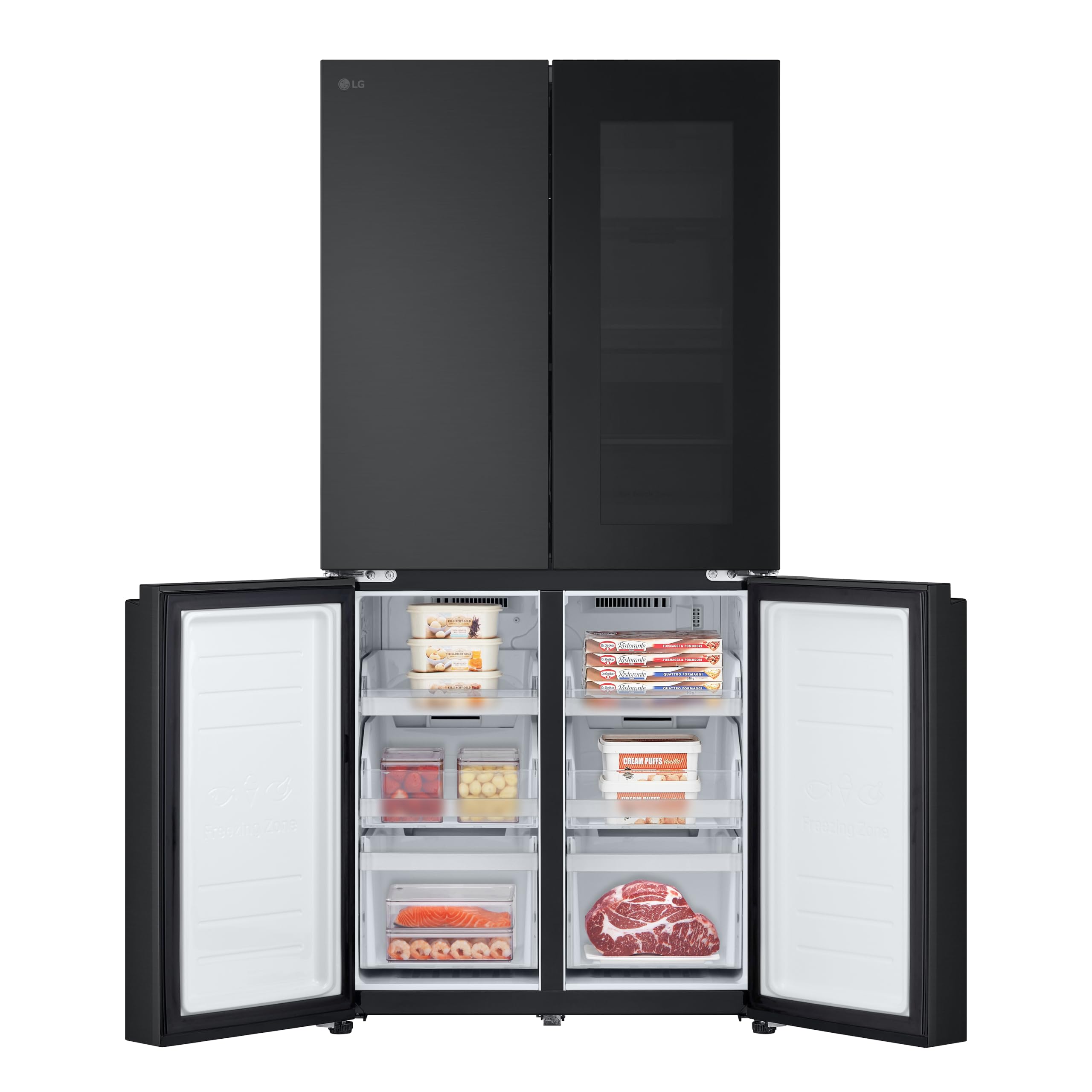 LG GMG860EPBE Frigorifero Slim Multidoor InstaView, Classe E, 638L, Wi-Fi, Door e Linear Cooling, Frigo con Dispenser Acqua UVnano senza allaccio, Metal Fresh, Frigorifero Nero Opaco