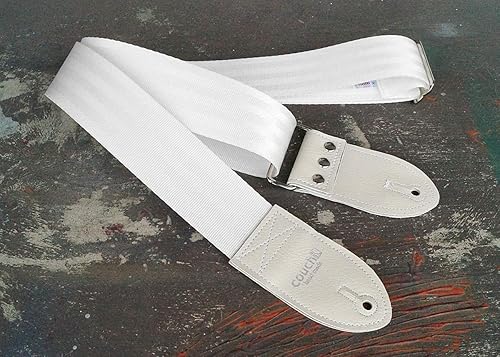Miniatura 4 de Couch LA CORREA DE GUITARRA ORIGINAL DE CINTURÓN DE SEGURIDAD RECICLADO Fabricada en EE.UU. Correas de Guitarra (Todo Blanco)