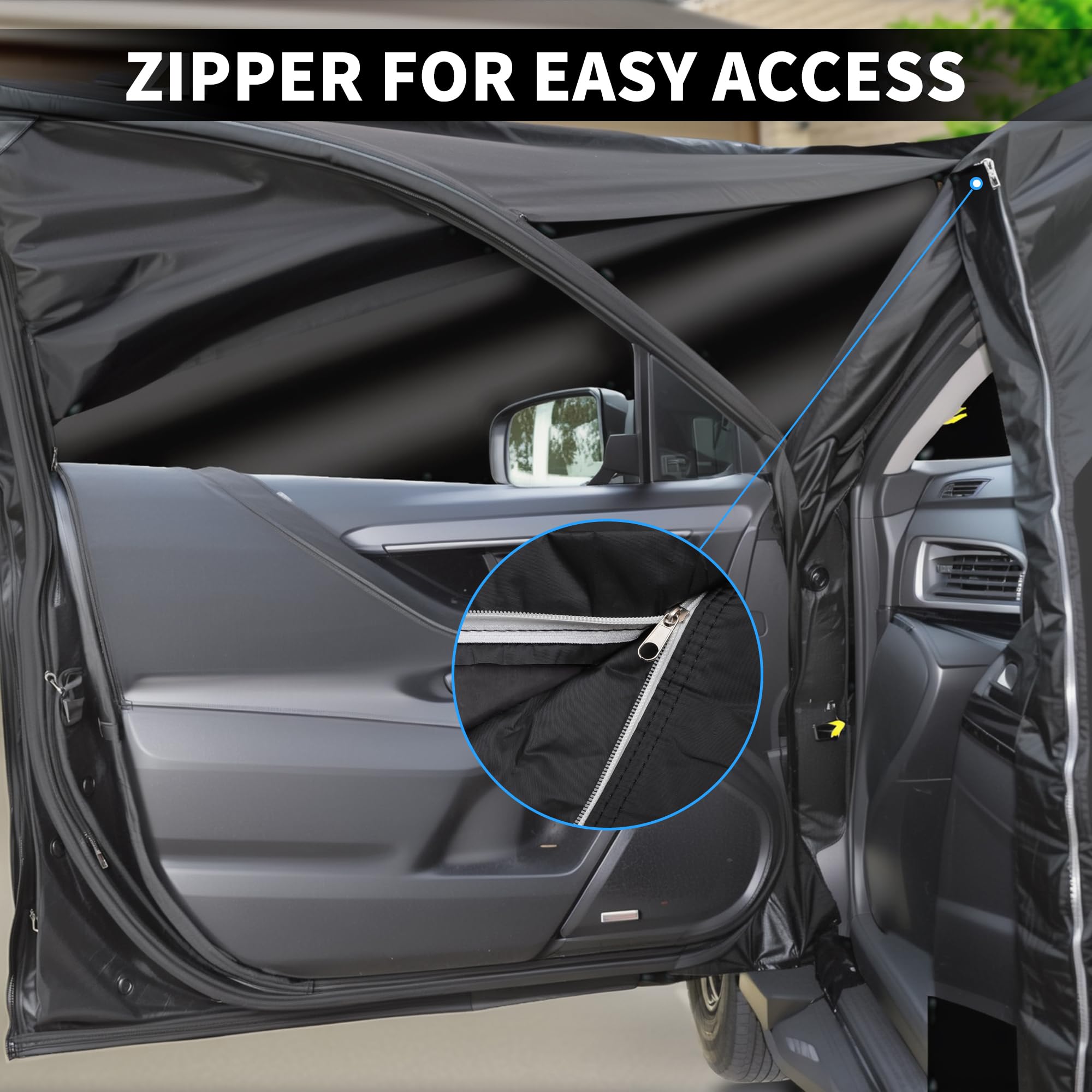 X AUTOHAUX Wodoodporna osłona samochodu folia aluminiowa samochód na zewnątrz pełna osłona samochodu do Hyundai Tucson z zamkiem błyskawicznym drzwi kierowcy 475 x 186 x 150 cm / 187,01 x 73,23 cala x