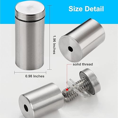 Miniatura 5 de Tornillos de separación para acrílico de 1 x 2 pulgadas, soportes de pared de acero inoxidable para colgar marcos de fotos acrílicos, paquete de 8