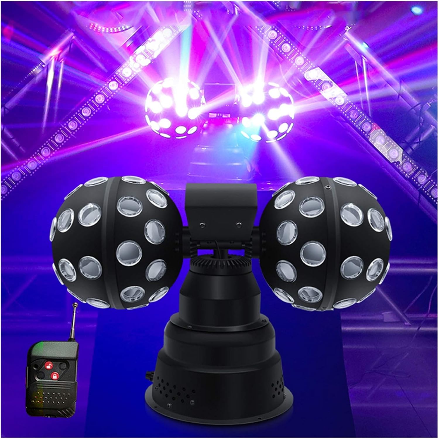 YXCKG Disco Ball Light Party Lights 12 LED Lamp Beads Indoor 65 Lens 9 Color Decoration Light, Colorful Lights for Party Rotating 50W 220V DJ Light (Color : Without)
