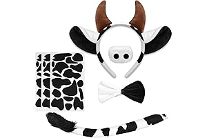 Cute Cow Costume Set with Headband, Bow Tie, Tail, and Felt Pads