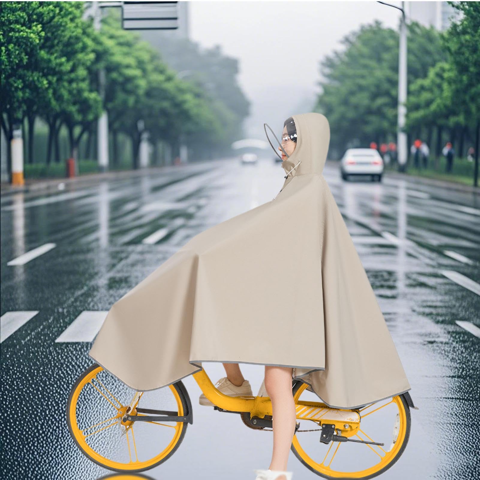 Generico Poncho imperméable, housse de pluie pour vélo | couvre-balles imperméable à capuche et bandes réfléchissantes pour randonnée, camping, voyage, cyclisme, homme, femme