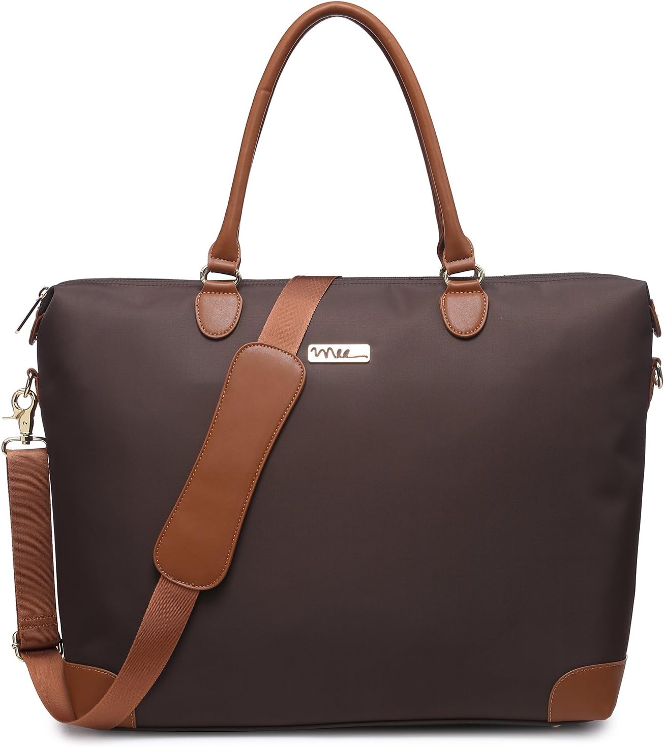 Large Oversized Water Resistance Nylon Tote Bag With Multiple Pocket Design - Brown