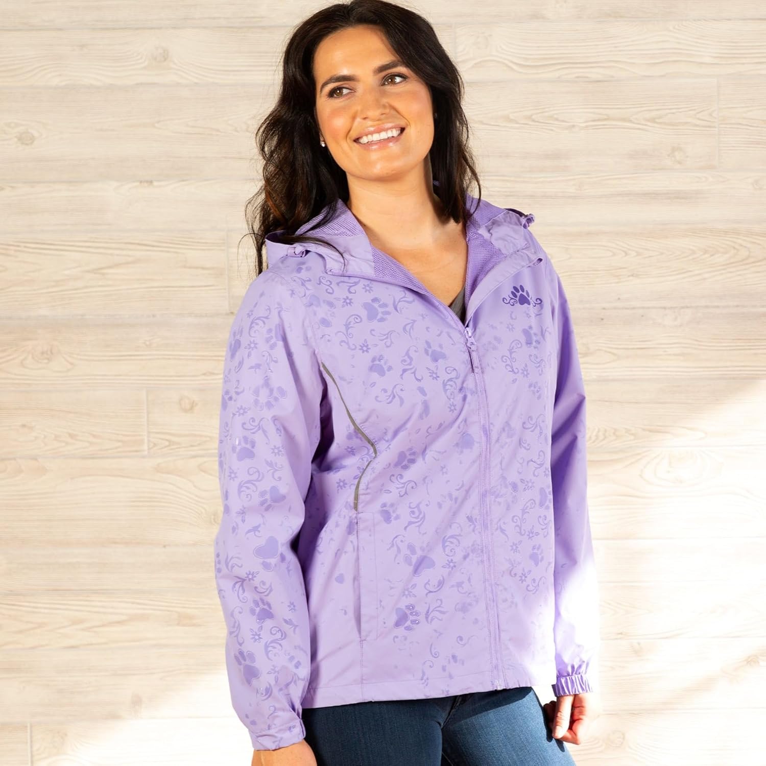 GreaterGood Magical Water-Activated Paw Print Rain Jacket Lightweight Breathable & Water-Repellent Shell with Hidden Design