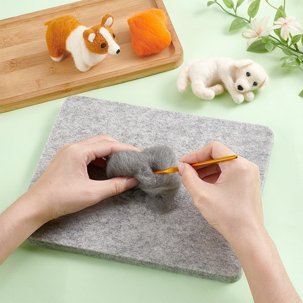 UNICRAFTALE Wool Needle Felting Pad Rectangle Light Grey Sponge Pad Thick and Firm Woolen Block Wool Pressing Mat for Quilting Felting Isolated Heat Ironing Supplies 9.88"x7.9"