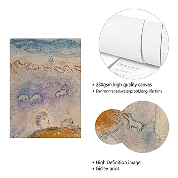 超レア！モンゴル作家 本皮レザーキャンパス 絵画作品 可愛い羊 大草原 ミレー【群れを連れ帰る羊飼い】 - 手描き 絵画（油絵複製画