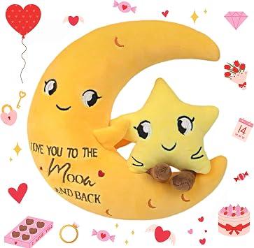 Moon Plush Star Stuffed Animal - I Love You to The Moon and Back Valentines Day Gifts 9 Inch