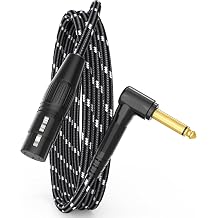 JOLGOO 1/4 TS Right Angle to XLR Female Microphone Cable, 3.3 Feet, 3-pin XLR Female High-End Audio Cable for Mixer, Amplifier, Recording, and Live Sound