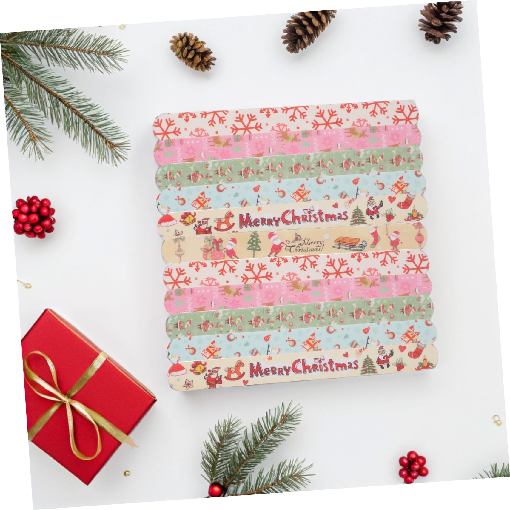 Nagelfeilen aus Eva mit Weihnachtlichen 24 Stück Maniküre und Pediküre Accessoire Zufälliger Stil für Zuhause und Natürliche Nägel
