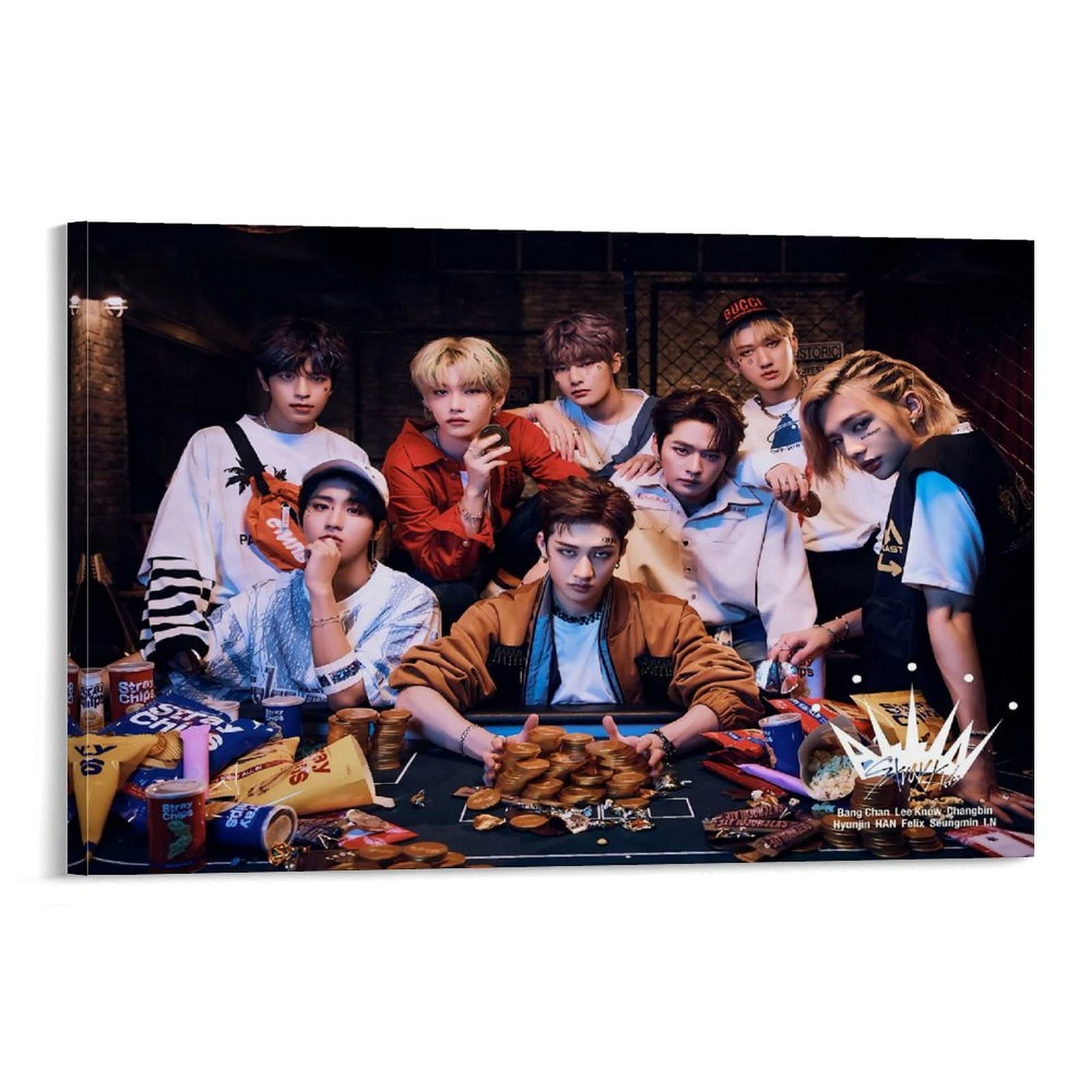 Hellove Frame-Style1 Kpop Stray Kids Poster Canvas Art Poster And Wall Art Picture Print Modern Family Bedroom Decor Posters 08X12inch(20X30cm)