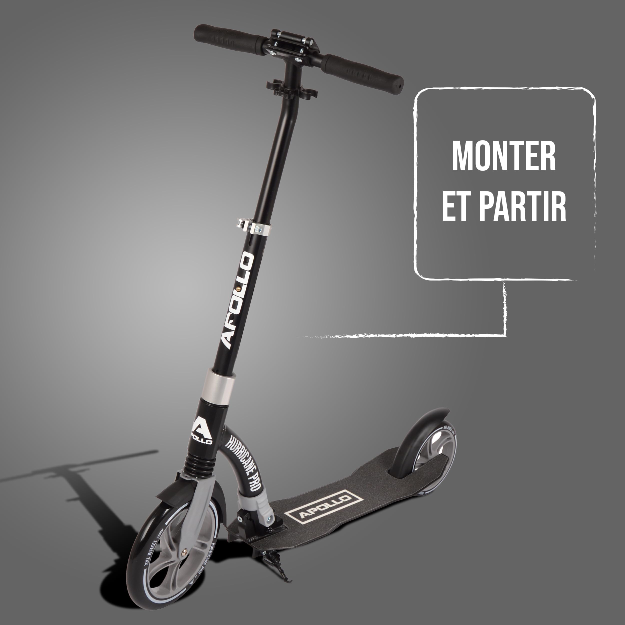 Apollo 230mm Giant XXL Wheel City-Scooter - Hurricane | Trottinette Freestyle Adulte avec Suspension | Trottinette Adulte Pliable et Réglable en Hauteur | Trottinette Adulte & Enfant à Partir de 7 ans