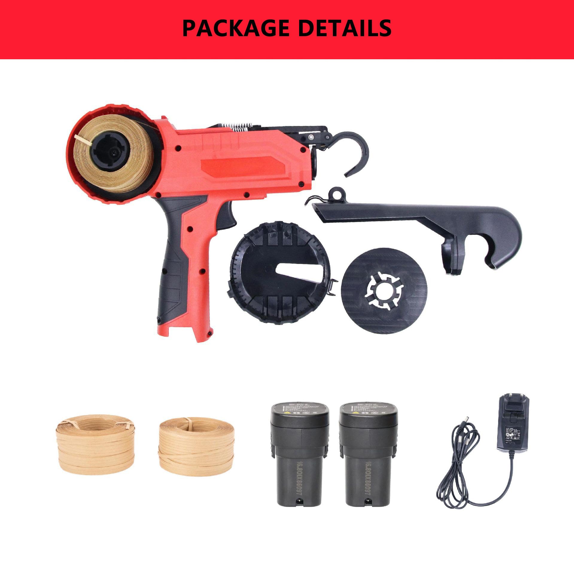 Legatrice elettrica per piante Legatrice per piante per legare pomodori, peperoni e cetrioli in modo rapido e semplice, ideale per giardinieri agricoltori, compresi pezzi di ricambio,2batteries