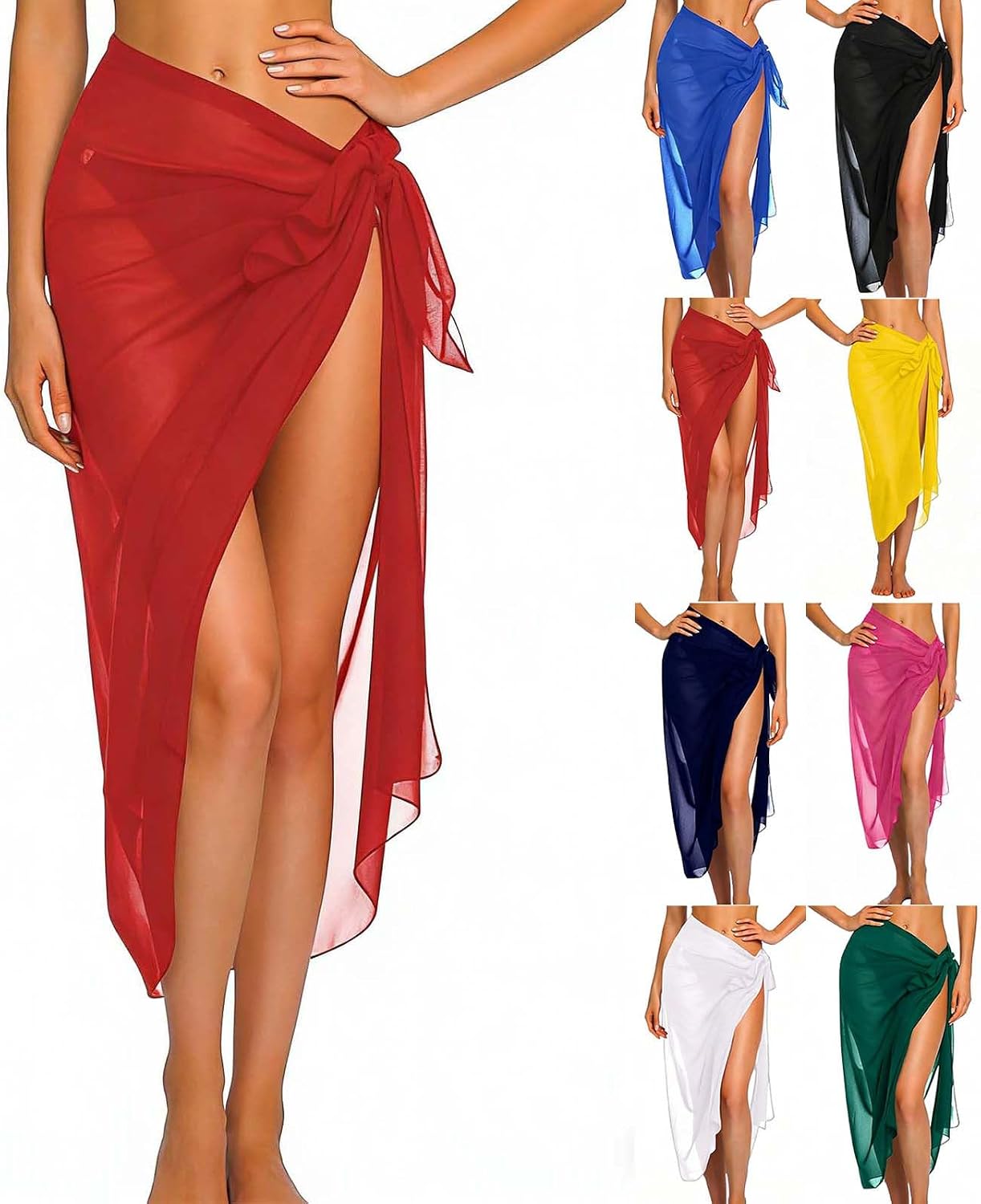 Women Beach Cover Up Sarong Chiffon Bathing Suit Long Bikini Wraps Sheer Swim Suit Cover-up 2026 Sexy Mesh Skirt