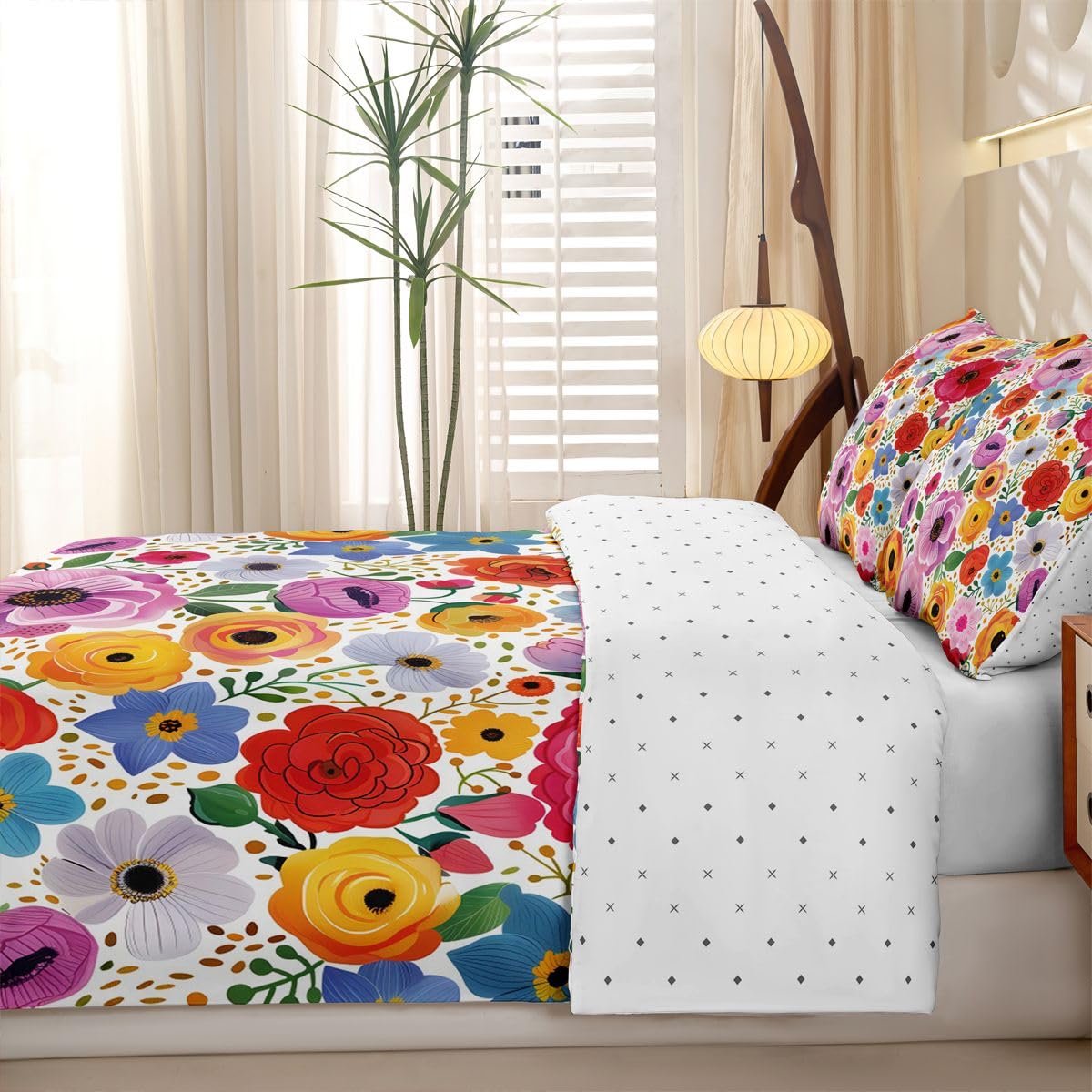 Homewish Bunte Blume 155x220 Bettwäsche 4teilig
