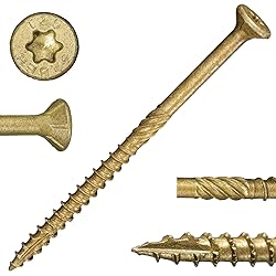 Saberdrive Tan XL1500 Coated Exterior Star Drive Multi-Purpose Deck Screws, 5lb, Approx. 363 Pieces - #9 x 3 Screws with Protective Coating, Decking Screws for Construction, Repair